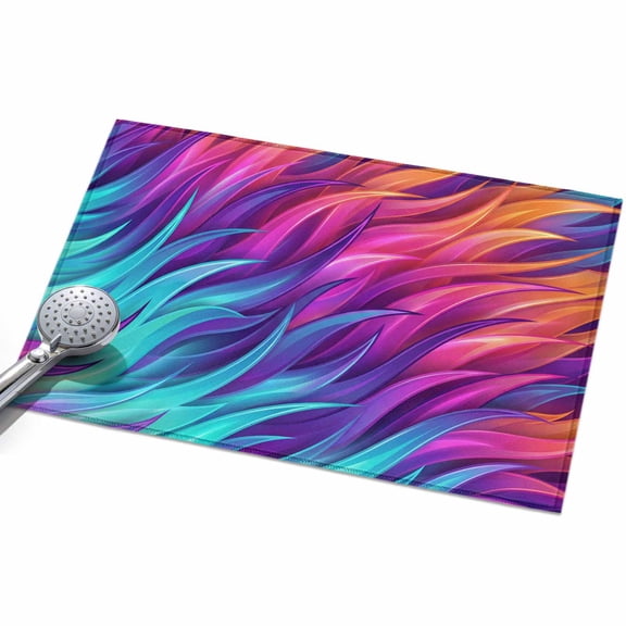 Abstract Gradient Art Washable Area Rug 2 x 3 ft Blue Purple Pink Ombre Feather Texture, Soft Non Slip Rugs Stain Repellent Indoor Felt Carpet for Living Dining Room Bedroom Home Office