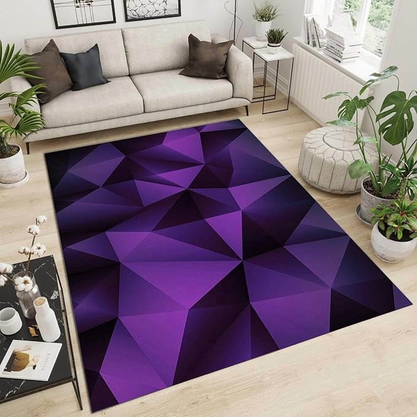 Abstract Gradient Black And Purple Geometric Triangle Pattern Area Rugs ...