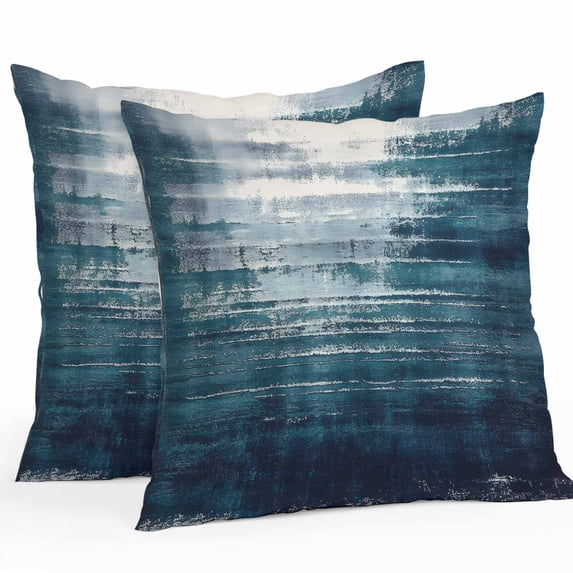 Abstract Gradient Blue White Outdoor Pillow Covers Pack of 2 Nature Minimalist Geometric Waterproof Throw Pillow Covers Decorative Cushion Cases for Patio Garden Tent Balcony Couch 20x20 inch
