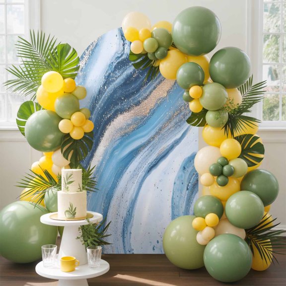 Abstract Gradient Colorful Wavy Arch Backdrop Cover Stretchy Spandex Arch Cover 6ft, Blinking Starry Sky Ripples Round Top Chiara Stand Covers for Wedding Birthday Party Ceremony Banquet
