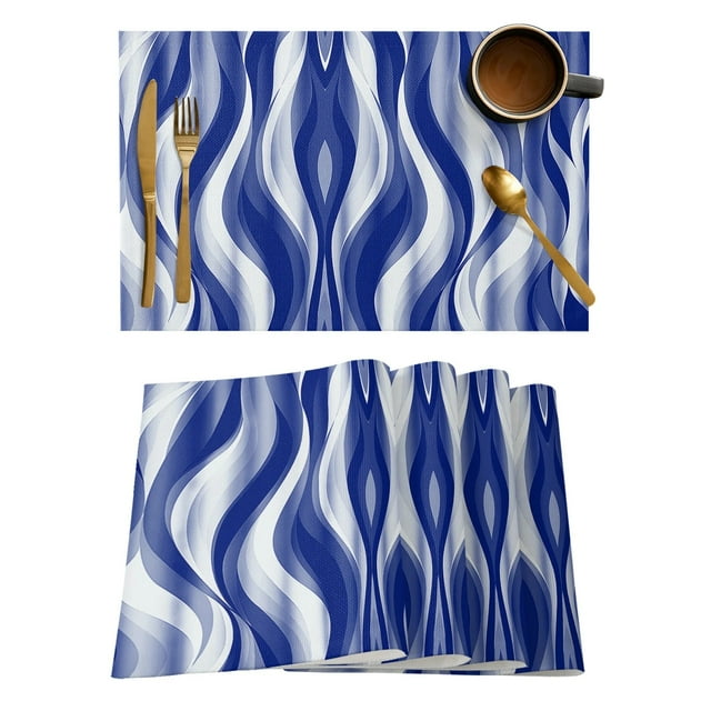 Abstract Gradient Distorted Blue Placemat for Dining Table Tableware