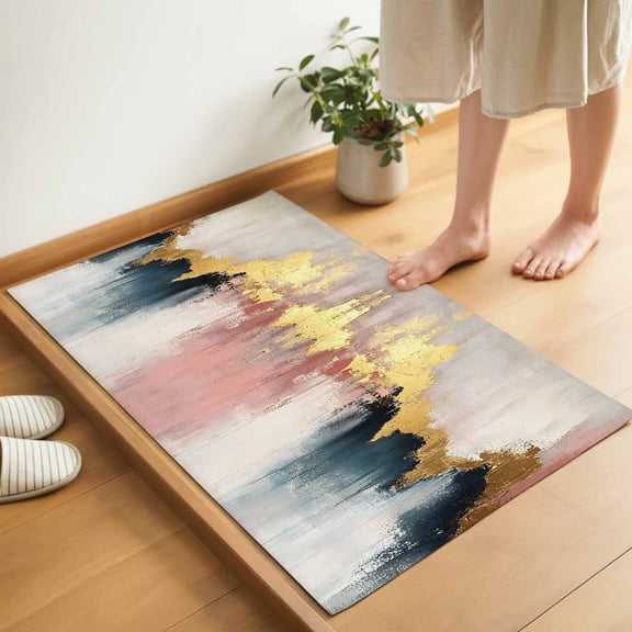 Abstract Gradient Door Mat 16x24 Inch Vintage Color Block Artwork Modern Art Entryway Rug with Non-Slip Rubber, Inside Floor Mats Front Door Rug for Living Room Bathroom Bedroom Home Office
