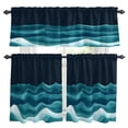 Abstract Gradient Kitchen Curtains Set for Windows, Water Ripple Teal ...