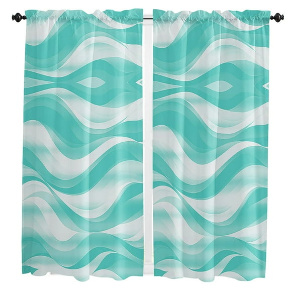 Abstract Gradient Line Green Curtain Home Decoration Living Room Short Curtains Window Treatments For Kitchen Bedroom