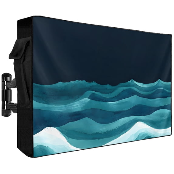 Abstract Gradient Outdoor TV Cover 70 to 75 inch Water Ripple Teal Blue ...