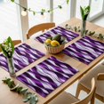 thumbnail image 1 of Abstract Gradient Purple Line Placemats Set of 4,Wipeable Washable Table Mats for Dining Tables, Watercolor Waves Stripes Place Mats for Kitchen Event Party Tabletop Decor, 1 of 9