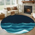 thumbnail image 1 of Abstract Gradient Round Rugs for Living Room 6ft Water Ripple Teal Blue Ocean Modern Art Non Slip Circle Rug Washable Low-Profile Indoor Carpet for Bedroom, Dining Room, Bathroom, 1 of 9