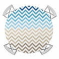Abstract Gradient Round Table Cover, Stripes Blue Brown Ombre Chevron ...
