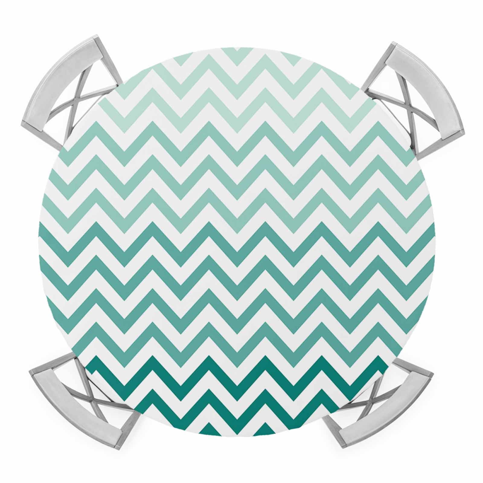 Abstract Gradient Round Table Cover, Stripes Green Ombre Chevron Wave ...