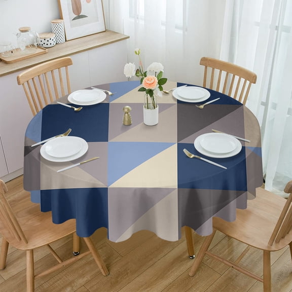 Abstract Gradient Sage Green Grey Triangle Round Waterproof Tablecloth Home Decorative Table Cover Party Dining Table Cloth
