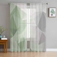Abstract Gradient Sage Green Grey Triangle Sheer Curtains for Living