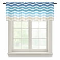 Abstract Gradient Semi Sheer Valance Curtains Waves Blue Khaki Water ...