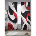 thumbnail image 1 of Abstract Gradient Stitching Sheer Curtains 108 Inches Long 2 Panels Black Red White Water Ripple Light Filtering Semi Sheer Window Curtains Drapes for Bedroom Living Room 52"x108", 1 of 7