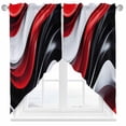 thumbnail image 1 of Abstract Gradient Stitching Swag Curtain Valance for Windows, Black Gary Red Water Ripple Window Treatments Short Swag Topper for Kitchen Windows Bathroom Bedroom, 36"x36", 1 of 8