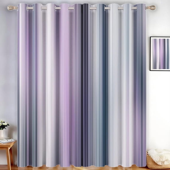 Abstract Gradient Stripes Blackout Curtain, Vertical Lines Thermal Insulated Window Treatment For Bedroom Living Room 38"W x 45"L (Pack of 2)