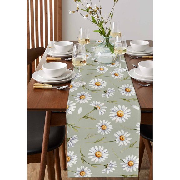 Abstract Gradient Stripes Table Runner 13x72in Non-Slip Cotton Linen Table Runners, Modern Gray White Lines Dresser Scarves TableRunner for Dinner Kitchen Dining Wedding Party