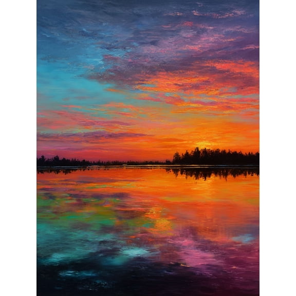 Abstract Gradient Sunset Canvas Print, Modern Minimalist Wall Decor for Living Room, Bedroom, Dining Room & Office