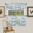 thumbnail image 1 of Abstract Gradient Water Ripple Curtain Tier and Valance Set 3 Piece, Ocean Sea Wave Light Blue White 3-inch Rod Pocket Window Tier Curtains Valance for Kitchen Living Room, 1 of 9