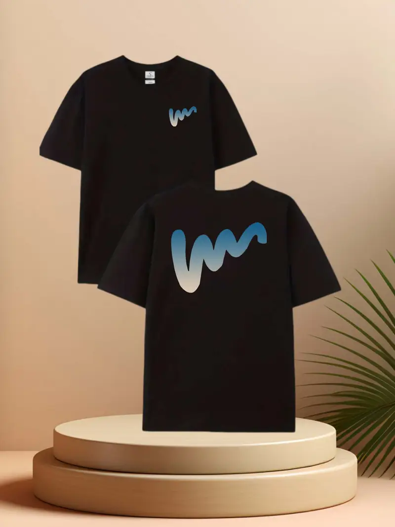 Abstract Gradient Wave Graphic Men Casual Oversized Cotton T-Shirt ...