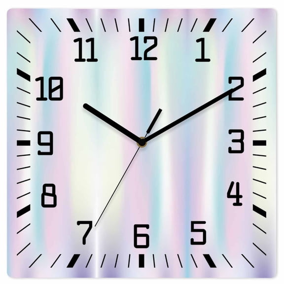 Abstract Gradient, Wooden Wall Clock Silent Non Ticking, Modern Minimalistic Geometric Ripple Art Square Wall Clocks Battery Operated, Decor Clock for Home Office, Living Room, Kitchen, 12 Inch