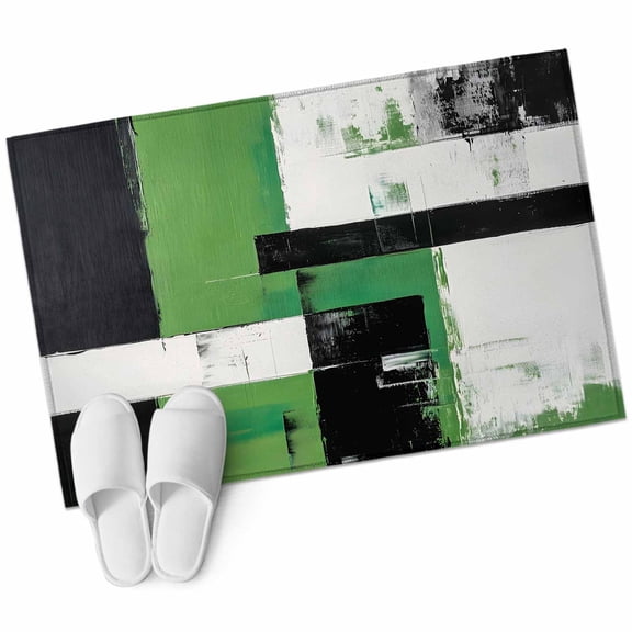 Abstract Graffiti Area Rug 2x3ft Green Black Urban Street Art Non-Slip Washable Square Rugs Soft Felt Indoor Floor Mat for Bedroom Kitchen Living Room Bathroom