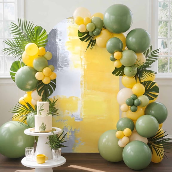 Abstract Graffiti Art Arch Backdrop Cover, 4FT, Retro Yellow Gary Street Art Spandex Arch Covers Double-Sided Backdrop for Wedding Birthday Party Photo Background Decoration