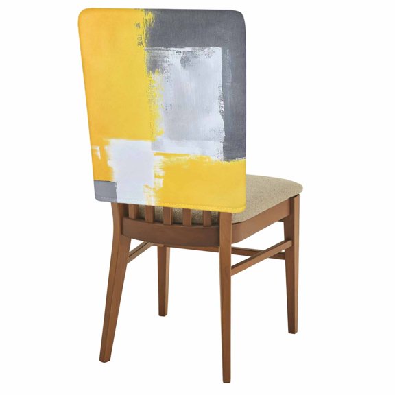 Abstract Graffiti Art Chair Back Covers Set of 1, Vintage Yellow Gary Street Art Stretch Dining Chair Back Slipcovers Removable Seat Cover for Kitchen Restaurant Hotel Cafe