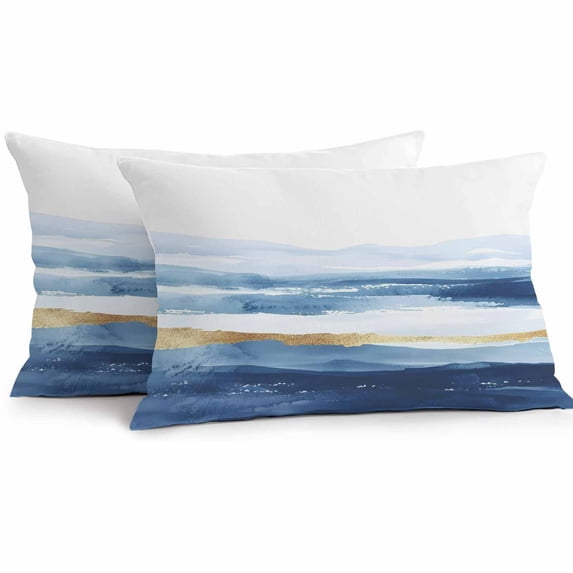 Abstract Graffiti Art Outdoor Pillow Covers Pack of 2 Watercolor Blue Gold Street Art Waterproof Throw Pillow Covers Decorative Cushion Cases for Patio Garden Tent Balcony Couch 20x12 inch