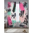 thumbnail image 1 of Abstract Graffiti Art Sheer Curtains 96 Inches Long 2 Panels Black Pink Splash Impressionist Light Filtering Semi Sheer Window Curtains Drapes for Bedroom Living Room 52"x96", 1 of 7