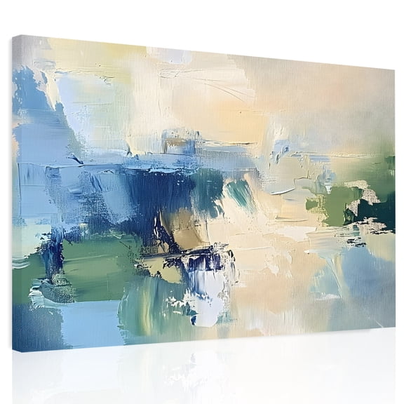 Abstract Graffiti Canvas Print Wall Art, Blue Beige Oil Painting Theme Wall Decor Modern Artwork Paintings Pictures for Living Room Framed and Stretched Ready to Hang, 16" x 20"