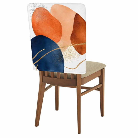 Abstract Graffiti Chair Back Covers Set of 6, Vintage Gold Orange Blue Shape Modern Removable Dining Seat Cover Washable Kitchen Chair Slipcovers Protective for Party Festival Decoration 19x20in
