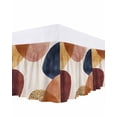 thumbnail image 1 of Abstract Graffiti Circle Bed Skirt Queen Size 16 Inch Drop, Vintage Brown Blue Minimalist Art Wrap Around Dust Ruffle Bedskirts, Wrinkle & Fade Resistant Easy Fit Bedskirt with Adjustable Elastic, 1 of 8
