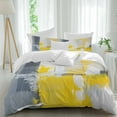thumbnail image 1 of Abstract Graffiti Duvet Cover Set King Size, Yellow Gray Brush 4 Piece Soft Microfiber Bedding Set with 1 Duvet Cover, 1 Flat Sheet, 2 Pillowcases, 1 of 9