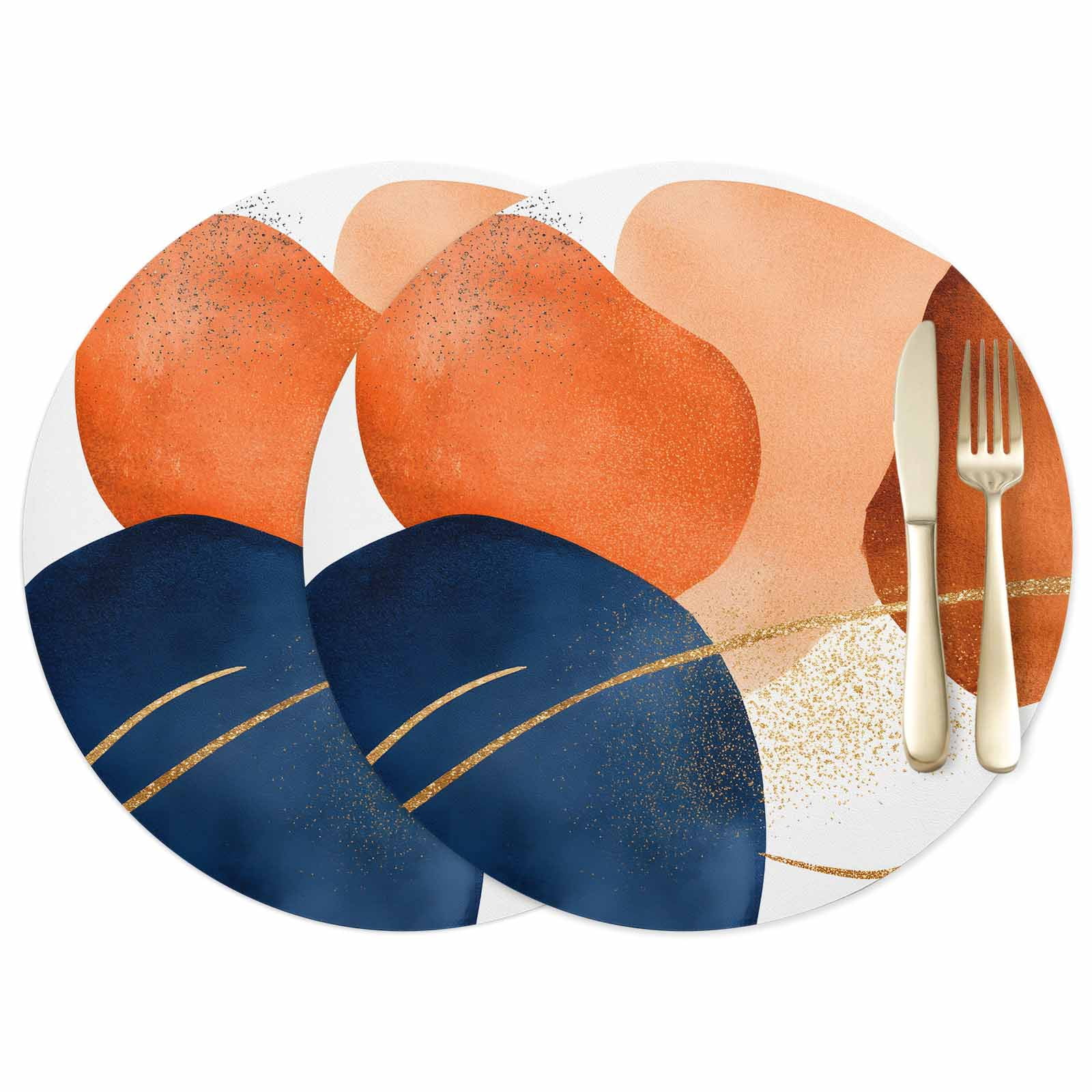 Abstract Graffiti Leather Placemats Set of 2, 15 Inch, Vintage Gold ...