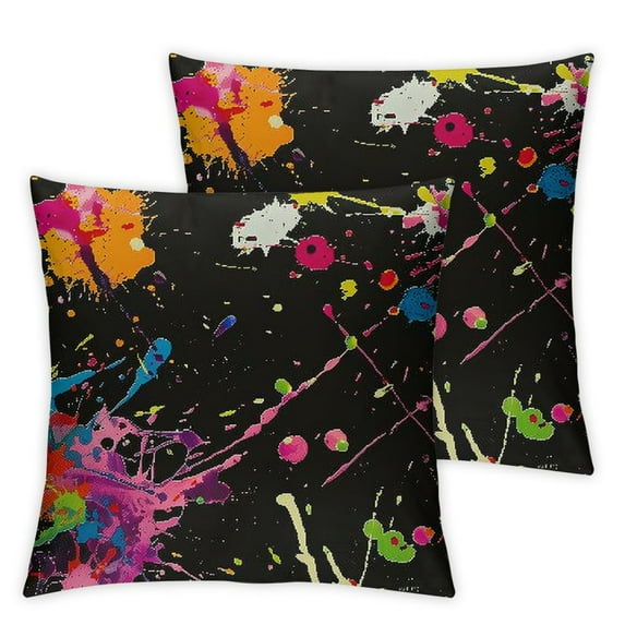Abstract Graffiti Pillow Cover Decoration Pillow Cushion Cover Sofa Living Room Bed Sofa Car Pillow Cover Colored Neon Lights Paint Splashing  1 Set 2, Various Sizes