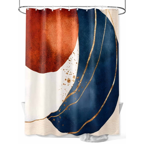 Abstract Graffiti Shower Curtain Set ,Waterproof Fabric Shower Curtains Vintage Art Orange Blue Gold Shape Shower Curtains for Bathroom,Bathroom Decor 60"x72"