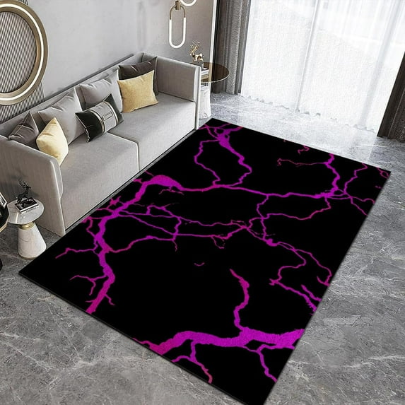 Abstract Graffiti Striped Carpet Black Rug Rectangular Large Area Rug Non-Slip Easy To Clean Suitable For Living Room Bedroom And Kitchen 4x6ft