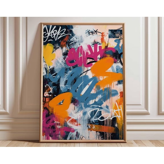 Abstract Graffiti Urban Street Colorful Wall Art Print, Unframed Paper Poster 8x10in