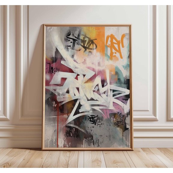 Abstract Graffiti Wall Art Print, Urban Street Style Painting, Modern Industrial Wall Decor, Contemporary Home Poster, Poster Only