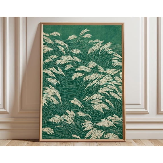 Abstract Grass Meadow Line Art Wall Art Print, Unframed Paper Poster 16x20in