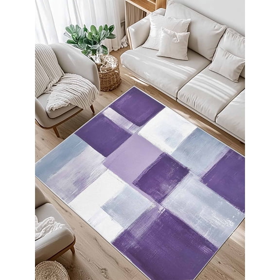 Abstract Gray Area Rug for Bedroom 2.7x5 Ft Purple Gradient Graffiti Color Block Modern Art Super Soft fuzzy Throw Rug Non-Slip Fluffy Plush Indoor Floor Carpet for Living Room Nursery Home Decor