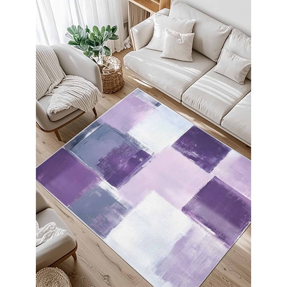 Abstract Gray Area Rug for Bedroom 3x5 Ft Purple Mottled Graffiti Color Block Modern Art Super Soft fuzzy Throw Rug Non-Slip Fluffy Plush Indoor Floor Carpet for Living Room Nursery Home Decor