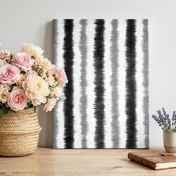 Abstract Gray Black Stripes Canvas Wall Art for Living Room, Rustic Watercolor Denim Striped Minimalist Poster Print Painting for Bedroom Office Home Decoration Wall Pictures Prepare To Hang 8"x10"