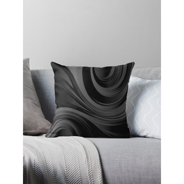 Abstract Gray Black Swirls Throw Pillow Covers Cases Cushion Cover Case