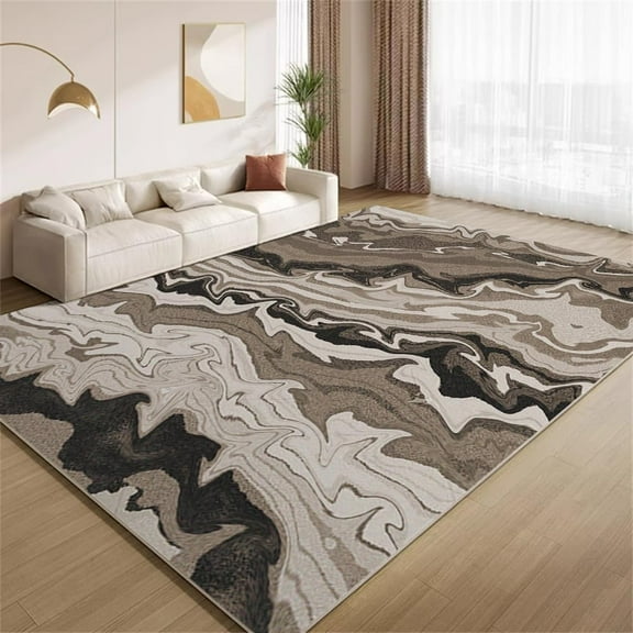 Abstract Gray Brown Rug 2x3 Small Area Rugs Fluid Wavy Stripes Rugs Ultra Soft Non Slip Washable Low Pile Carpet for Gameroom Bedroom Living Room Playroom Home Décor