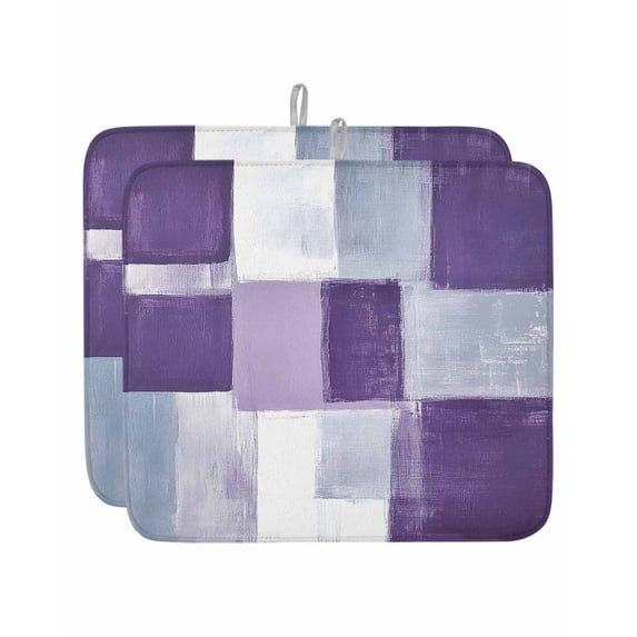 Abstract Gray Dish Drying Mat 16x18 inch Purple Gradient Graffiti Color Block Modern Art Super Absorbent Microfiber Dish Drying Pad for Kitchen Countertops Sink Dish Drainer Racks Bar Mats 2 Pack