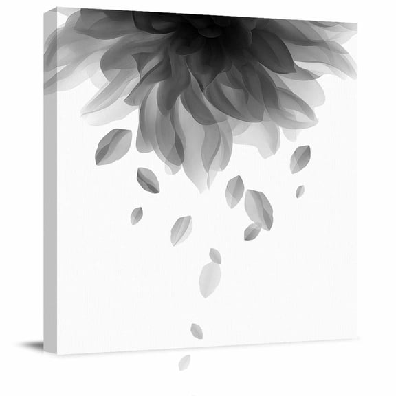 Abstract Gray Flower Texture Canvas Artwork Painting Art, Modern Floral Gradient Art Square Framed Wall Decorations Prints Picture for Bedroom Kitchen Living Room, 16x16 in