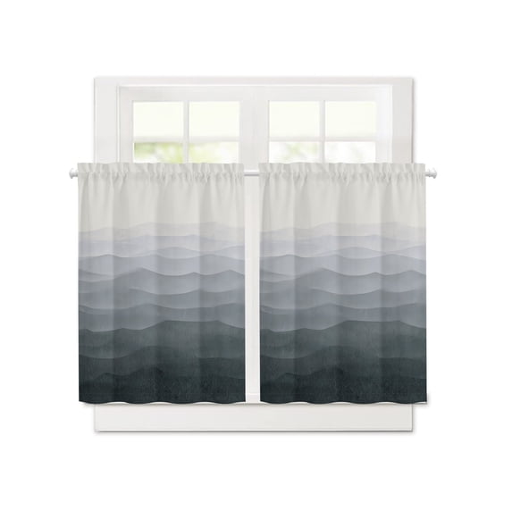 Abstract Gray Gradient Short Blackout Curtains 36 Inch Long,Natural ...