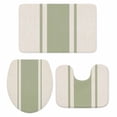 thumbnail image 1 of Abstract Gray Green Color Block Bathroom Rugs Set Vintage Lines Linen Texture Non Slip Absorbent Soft Bath Mats 3 Piece Set with Bathroom Rug, U-Shaped Floor Mat, Toilet Seat Cover Small Size, 1 of 9