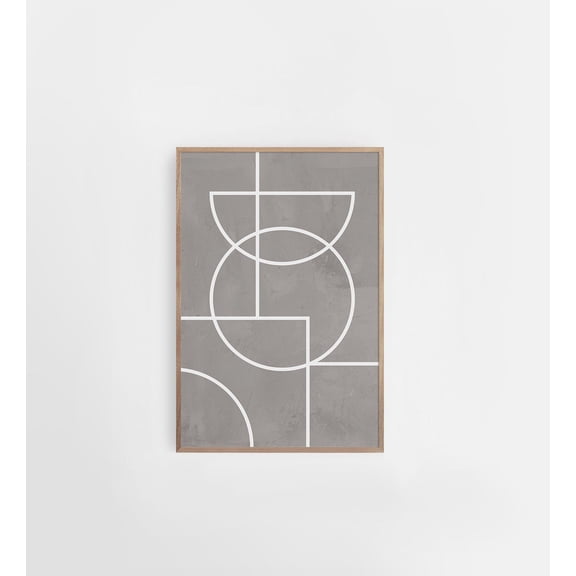 Abstract Gray Line Art Poster Mid,Century Modern Wall Decor, 16x24 UNFRAMED